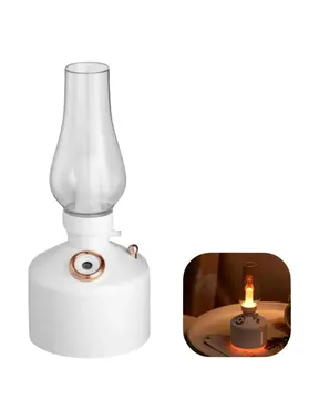 Vintage Dekoratif Gaz Lambası Görünümlü Aromaterapi Difüzör 1200 mAh USB Şarjlı