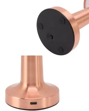 Kablosuz Dokunmatik Masa Lambası 3 Işık Modlu USB Şarjlı Bronz