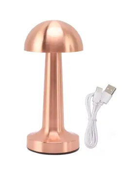 Bronz Dokunmatik Masa Lambası 3 Renk LED Şarjlı Kablosuz USB Çıkışlı
