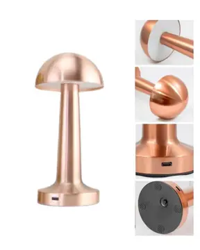 Bronz Dokunmatik Masa Lambası 3 Renk LED Şarjlı Kablosuz USB Çıkışlı