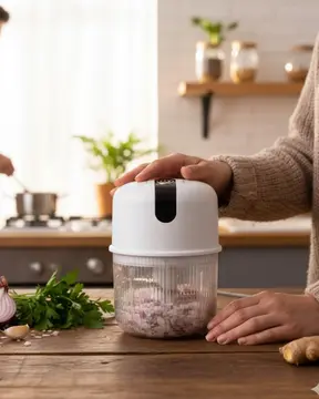 USB Şarjlı Mini Rondo Sarımsak Soğan Zencefil