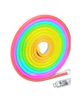 Akıllı RGB LED Neon Şerit Işık 3M USB Bağlantılı Uzaktan Kumanda ve Mobil Uygulama Kontrolü