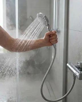 Spiral Hortumlu 4 Kademeli Krem El Duşu Başlığı Banyo Duş Seti