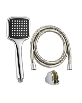 Siyah Duş Seti El Duşu Başlığı Spiral Hortum Dayanıklı Banyo Duş Aksesuarı
