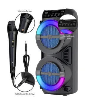 Taşınabilir Bluetooth Hoparlör RGB Işık Efektli Stereo Ses