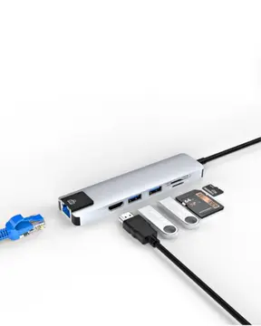 8 Port Type C Hub USB HDMI RJ45 SD TF Kart Okuyucu Çoklayıcı