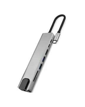 8 Port Type C Hub USB HDMI RJ45 SD TF Kart Okuyucu Çoklayıcı