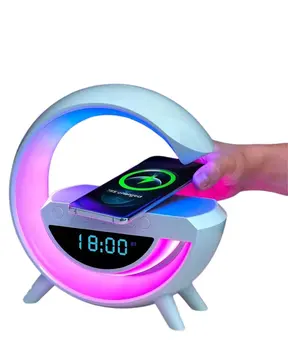 Kablosuz Şarjlı Bluetooth Hoparlör RGB Işık Gece Lambası Dijital Saat