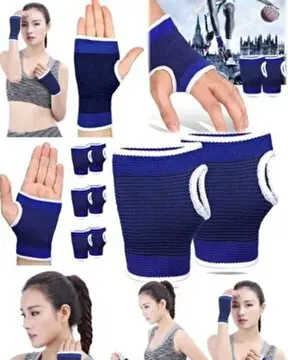 Çift Bilek Destekliği Mavi Örgü Sporcu Bileklik Evrensel Boy 2 Adet