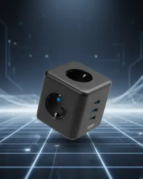 Elektronik Cihazlar İçin Akım Korumalı 3 Prizli USB’li Küp Priz