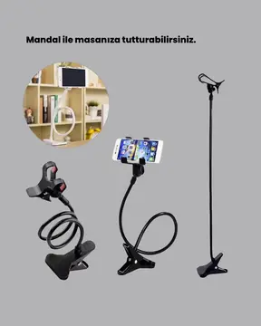Akrobat Masaüstü Mandallı Telefon Tutucu 360 Derece Dönebilen