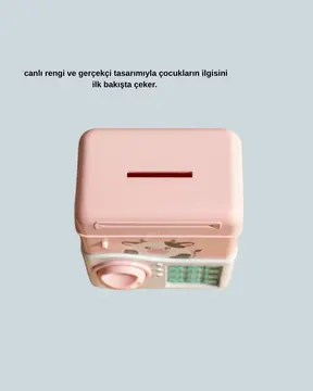 Pembe ATM Kasa Görünümlü Elektronik Şifreli Çocuk Kumbarası