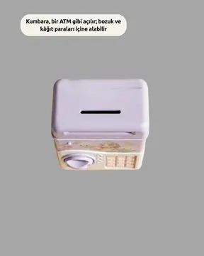 ATM Tasarımlı Şifreli Işıklı Çocuk Kumbarası Mor