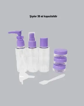 Seyahat Boy Banyo Seti 5’li Mini Şişe ve Krem Kutusu Çantalı