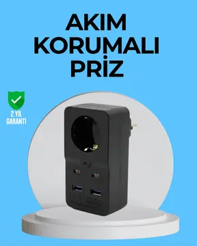 Termal Korumalı Priz Otomatik Çocuk Kilidi 4 USB Type C