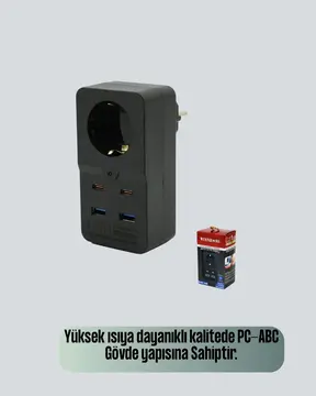 Termal Korumalı Priz Otomatik Çocuk Kilidi 4 USB Type C