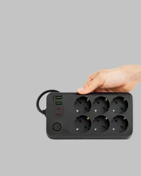 2500W Güçlü 6’lı Priz USB ve Type-C Çıkışlı Termal Korumalı