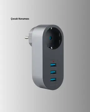 Akım Korumalı USB’li Priz – Güçlü 2500W Isı ve Çocuk Koruması