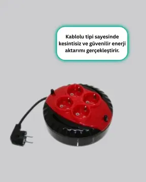 Ev ve Ofis İçin 5 Metre Kablolu 4 Priz Makarası