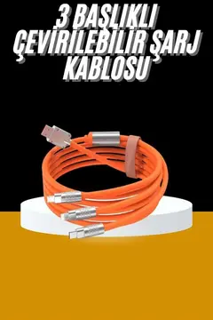 120W 3 İn 1 Uyumlu Silikon Şarj Kablosu Hızlı Şarj Kablosu