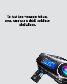 IP65 Suya Dayanıklı Kask Bluetooth Kulaklık LCD Ekranlı