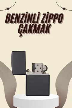 Çakmak Parlak Siyah Benzinli Çakmak Cep Boy Doldurulabilir