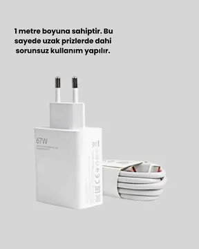 67 Watt Ultra Hızlı Şarj Adaptörü  Redmi 9 10 12C Uyumlu