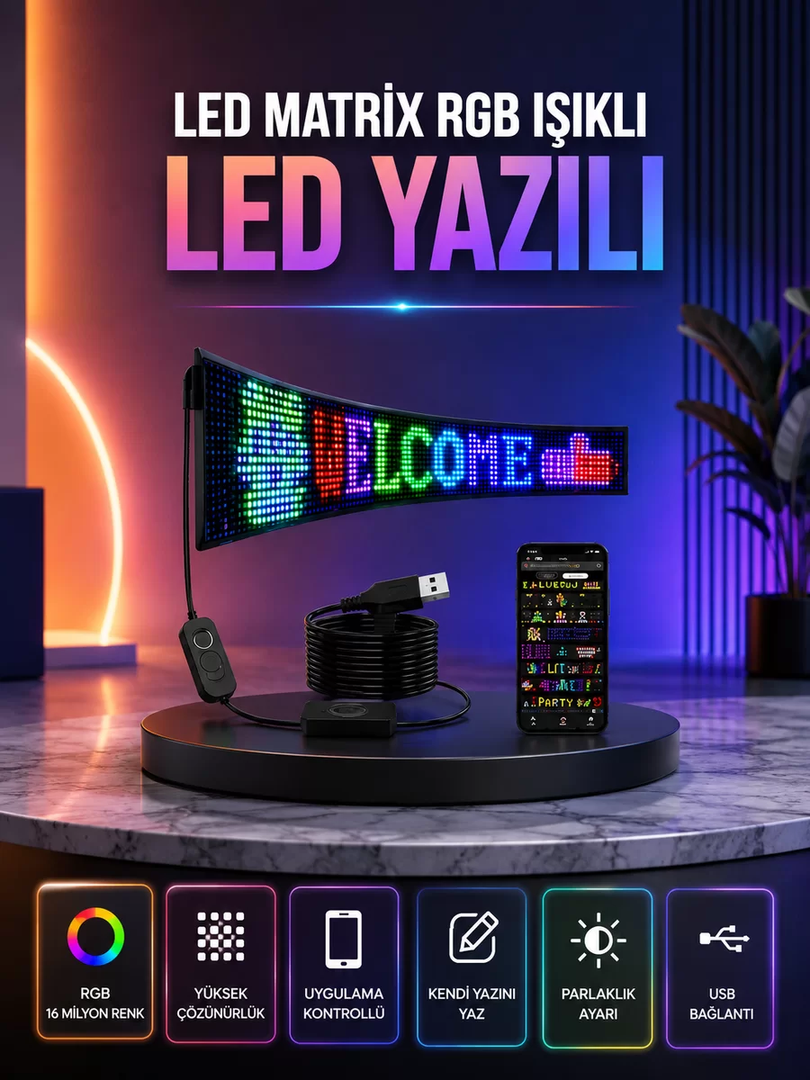 Şık ve Fonksiyonel RGB LED Panel Canlı Renk Yansımalı Işık Sistemi