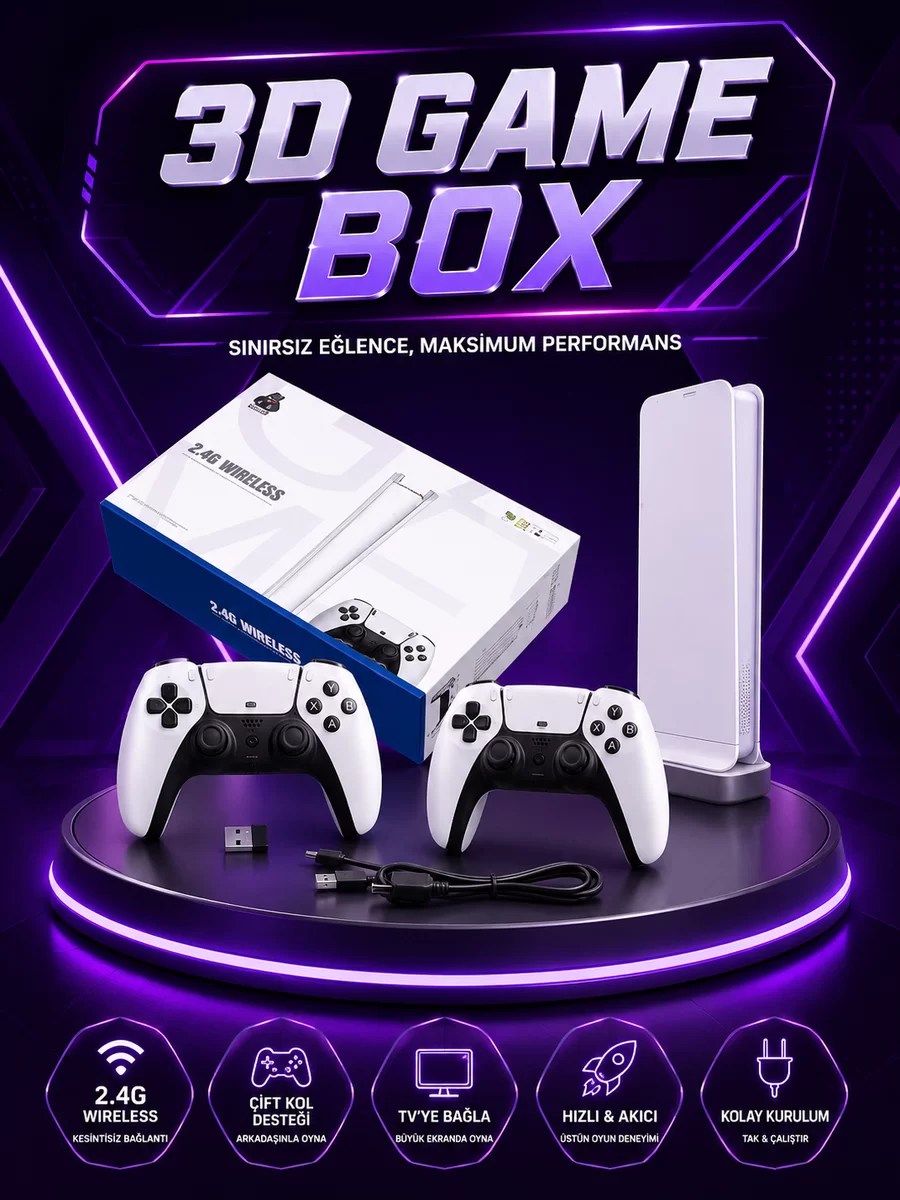 20.000 Yüklü Oyunlu Kablosuz Retro Oyun Konsolu 4K Destekli