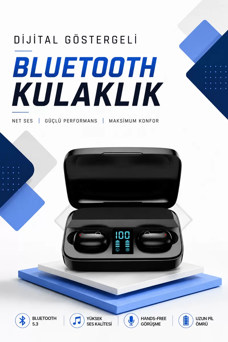 Dijital Göstergeli Bluetooth Kulaklık Kablosuz TWS Stereo Bluetooth 5.0