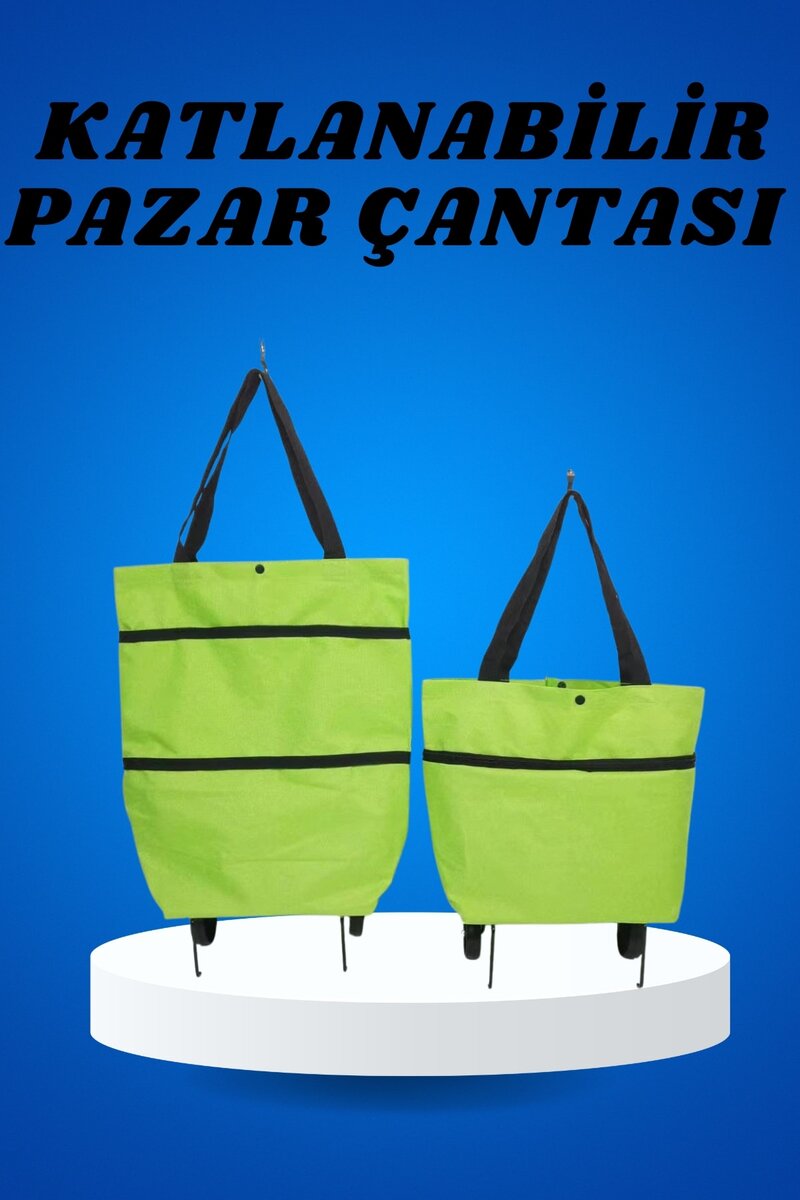 Pazar Arabası ve Alışveriş Çantası Çift Yönlü Kolay Tekerlekli Taşınabilir