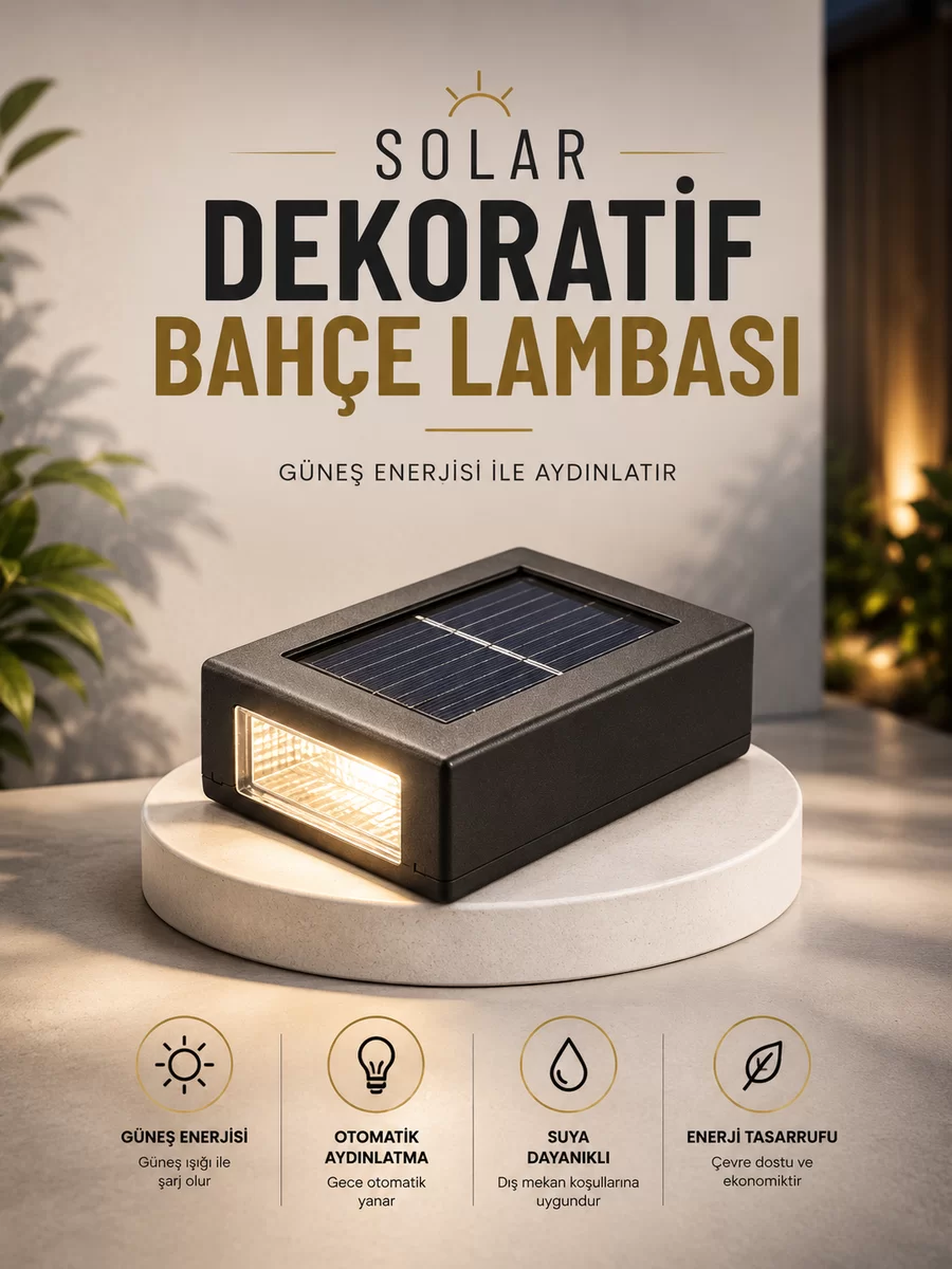 Dekoratif Duvar Lambası Solar Güneş Enerjili Bahçe Aydınlatması