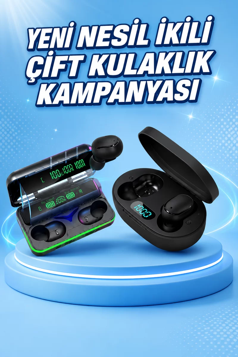 İkili Bluetooth Kulaklık Dijital Göstergeli Uzun Pil Ömrü Yüksek Ses Kaliteli