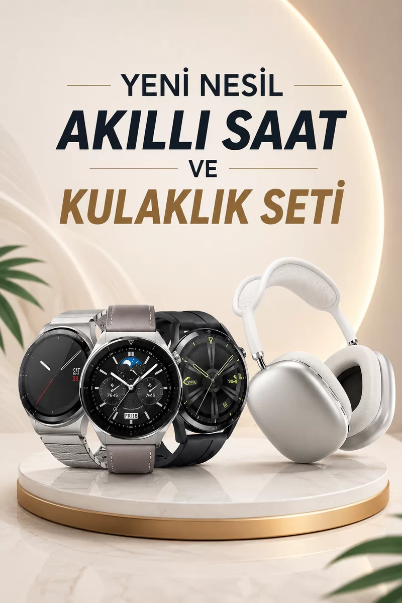 Yeni Nesil Sesli Görüşme Akıllı Saat ve Powerbank Çoklu Şarj Girişli Bluetooth Kulaklık Nabız Ölçer