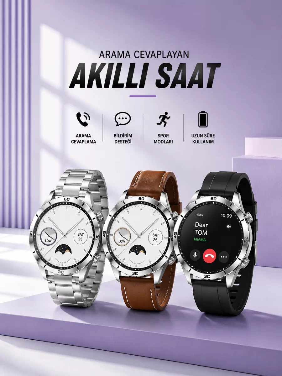 Akıllı Saat Bildirim Görme Sesli Görüşme Çoklu Kordon GPS Takibi
