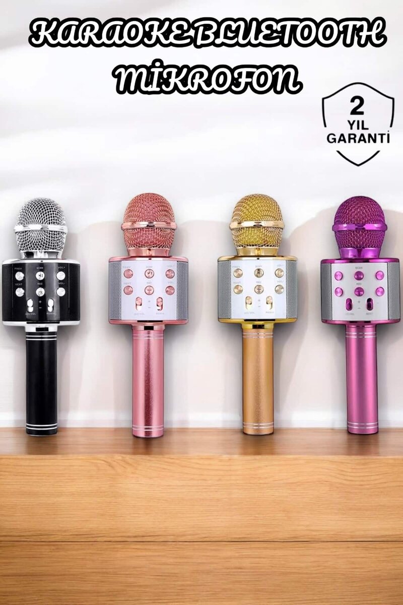 Şarjlı ve Uzun Pil Ömürlü Karaoke Mikrofon USB Bellek Destekli Profesyonel Ses