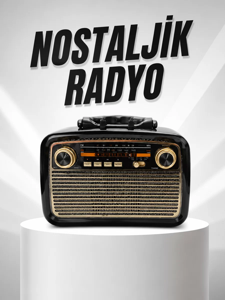 Müzik Kutusu Bluetooth Bağlantılı El Fenerli Nostaljik Tasarım Radyo