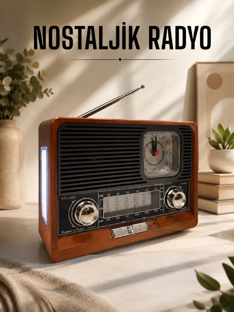 Nostaljik Radyo USBAUX Ve SD Kart Girişli Bluetooth Bağlantılı