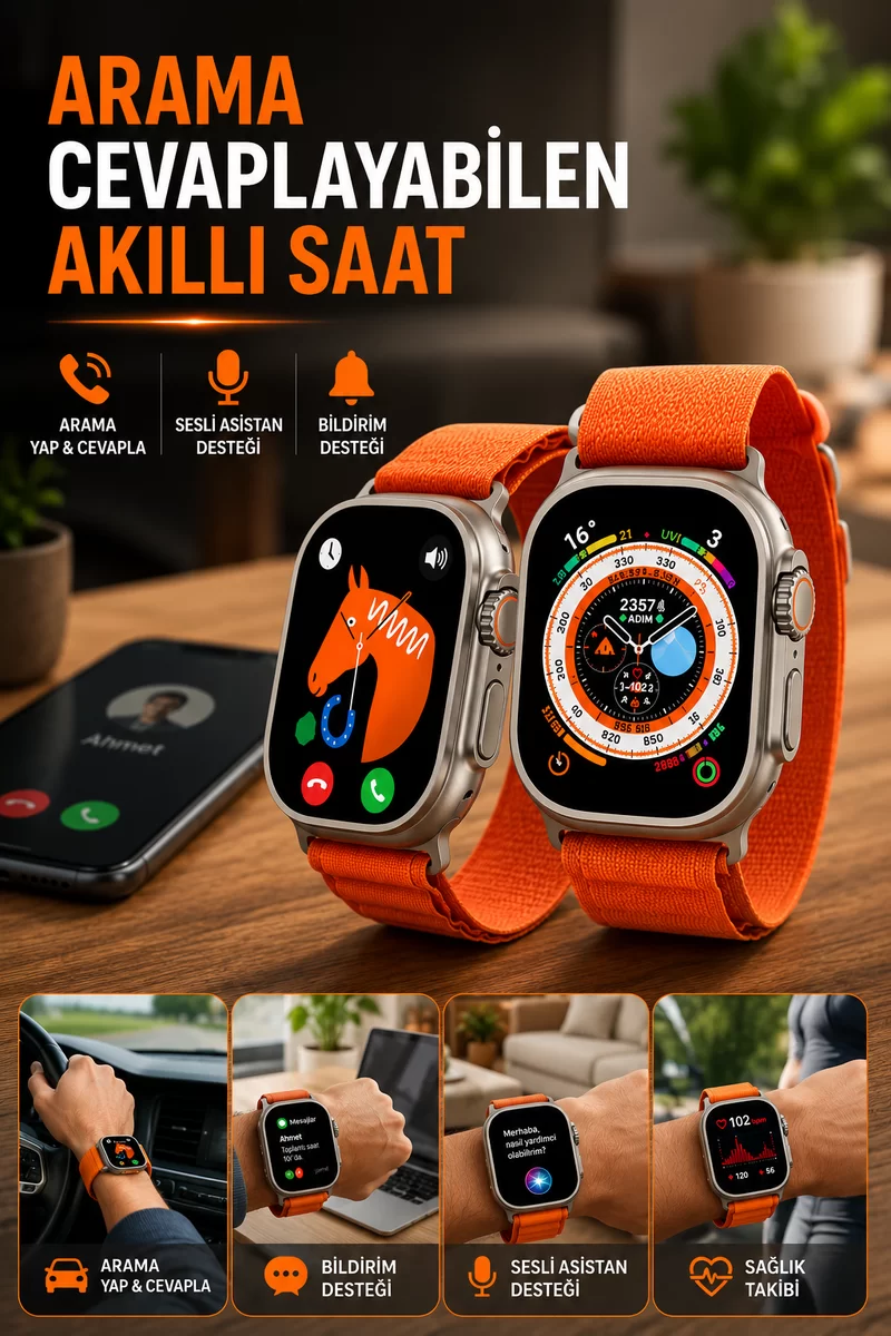 Uyku ve Nabız Takipli Wireless Şarjlı Akıllı Saat Android ve iOS Uyumlu