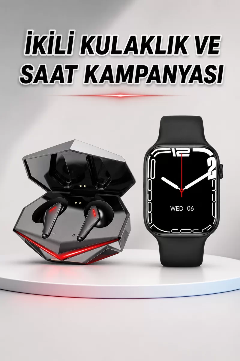 İkili Set Dev Kampanya Ucuz Kulaklık Ucuz Akıllı Saat Gürültü Önleyici Uzun Pil Ömrü