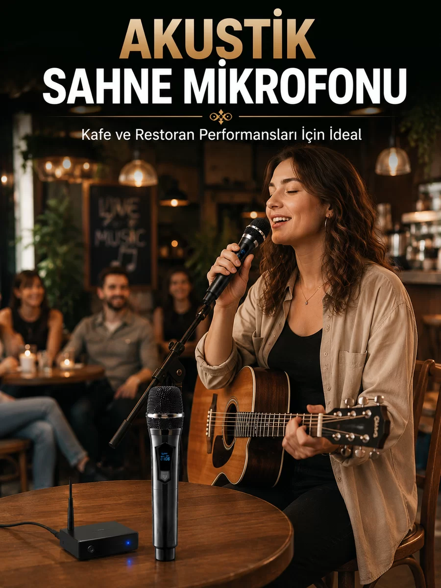 Çift Kablosuz El Mikrofonu Net Ses Kalitesi ve Dijital Gösterge