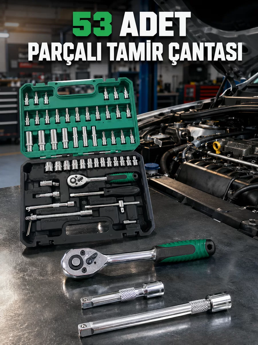 Çok Uçlu ve Farklı Ölçülü 53 Parça Alet Seti