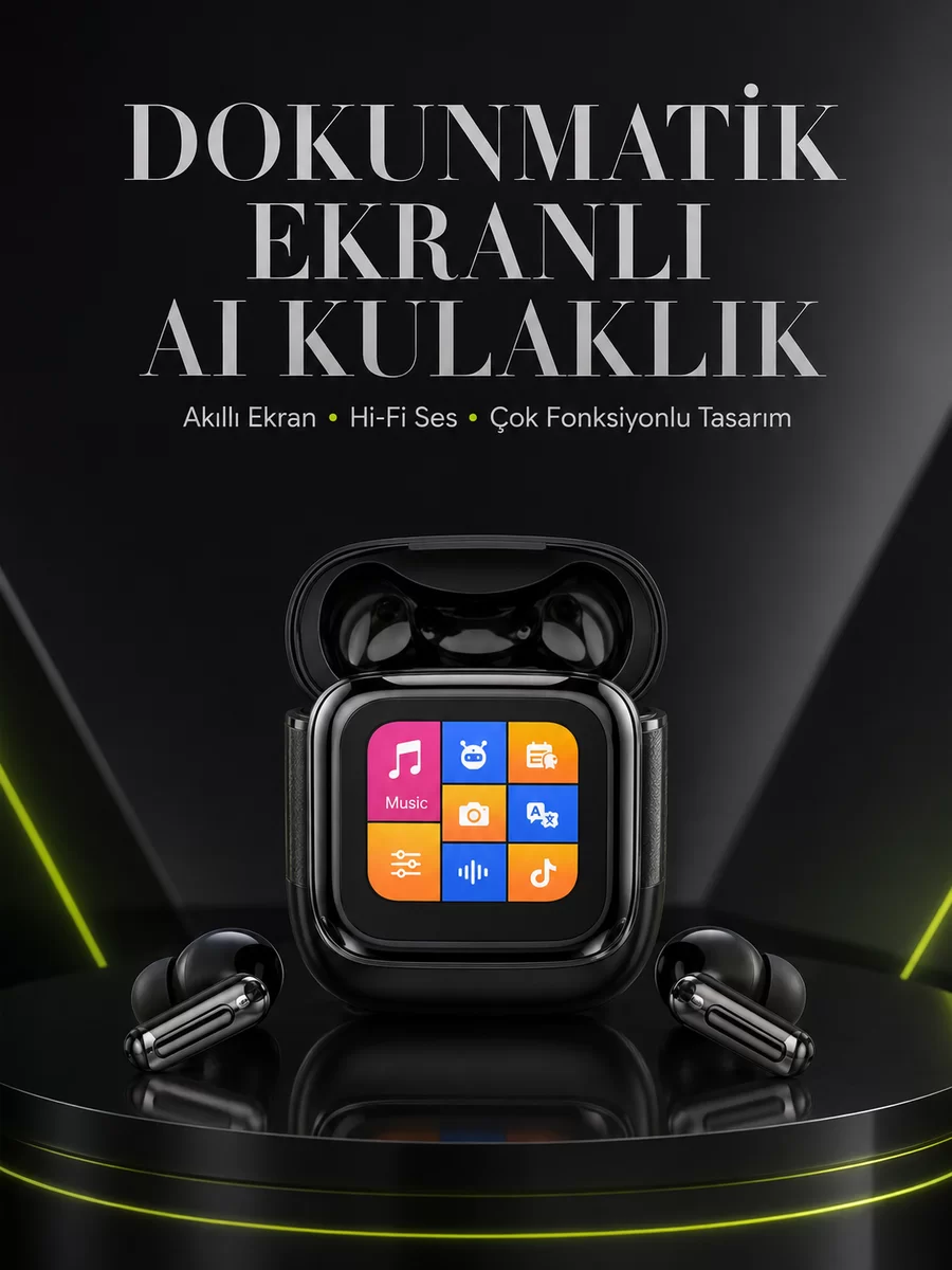 Yeni Nesil Dokunmatik Ekranlı AI Kablosuz Kulaklık