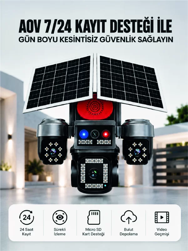 4G SIM Kartlı Uzaktan İzlemeli Akıllı Güvenlik Kamerası Çift Yönlü Ses