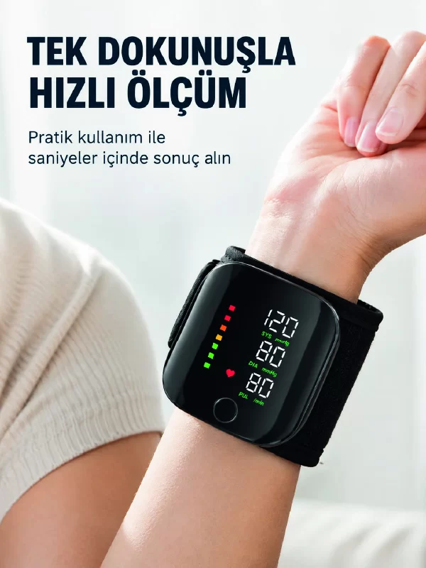 Bilekten Dijital Tansiyon Ölçer Geniş Ekran ve Kolay Okunabilir Gösterge