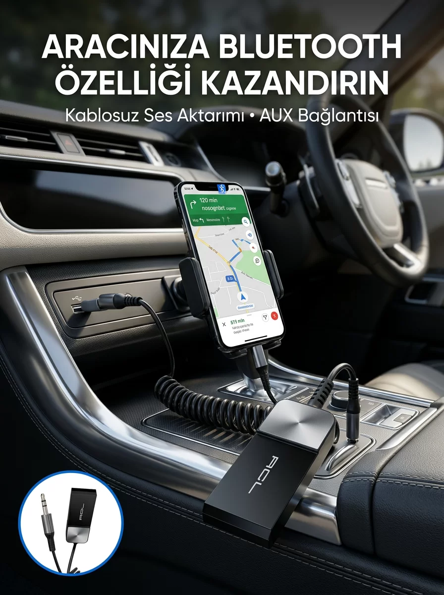 Kablosuz Müzik Aktarımı Sağlayan USB AUX Adaptörü