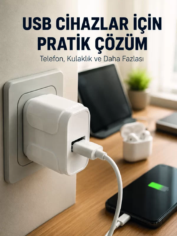 12W USB Şarj Adaptörü 5V 2.4A Hızlı ve Güvenli Şarj Başlığı