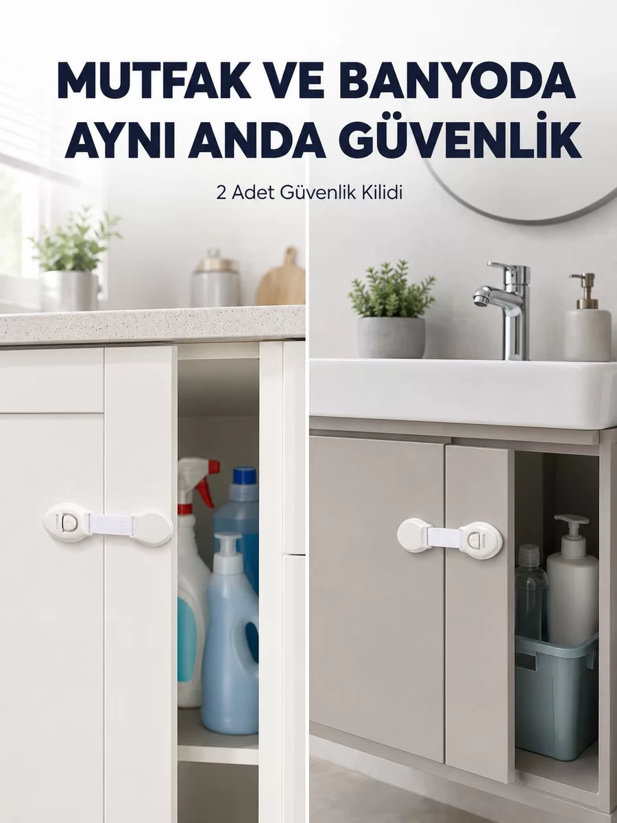 2'li Dolap ve Çekmece Güvenlik Kilidi Seti