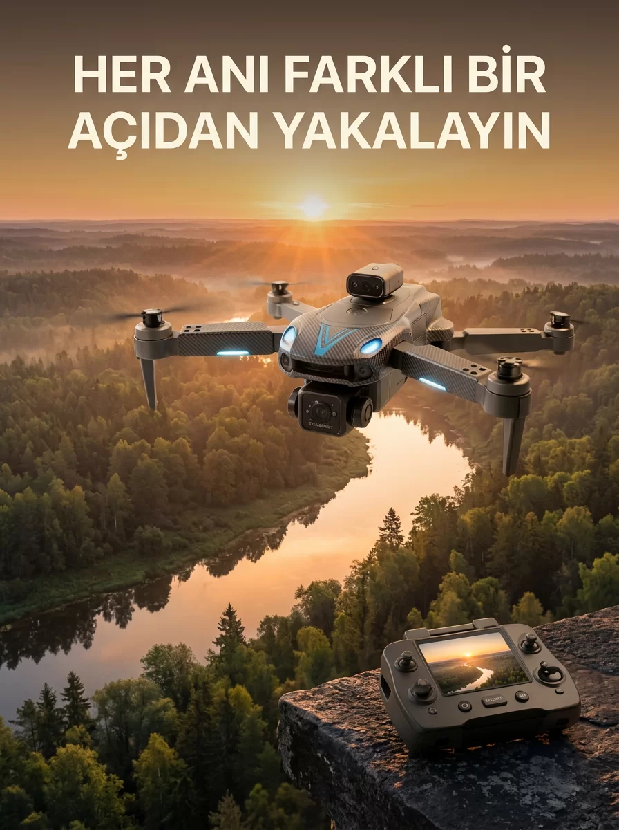 Ekranlı Kumandalı Çift Kameralı Drone ile Havadan Çekim