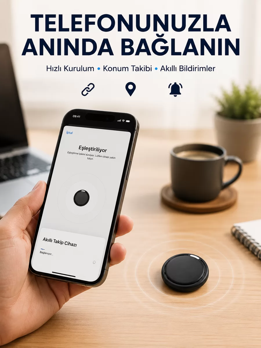 AirTag Akıllı Eşya Takip Cihazı Apple ve Android Uyumlu Uzun Pil Ömürlü